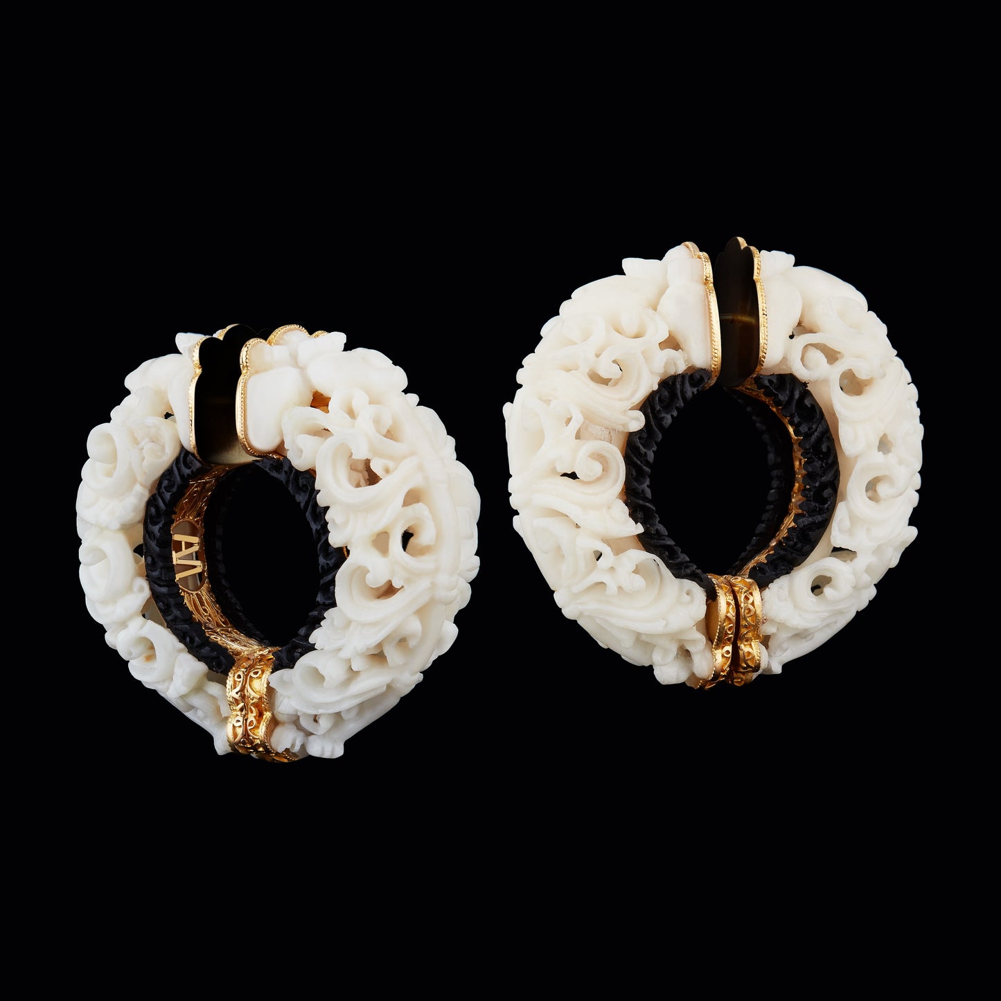 
                  
                    Carved Wild Harvested Tagua Seed Subang Hoop Earrings
                  
                