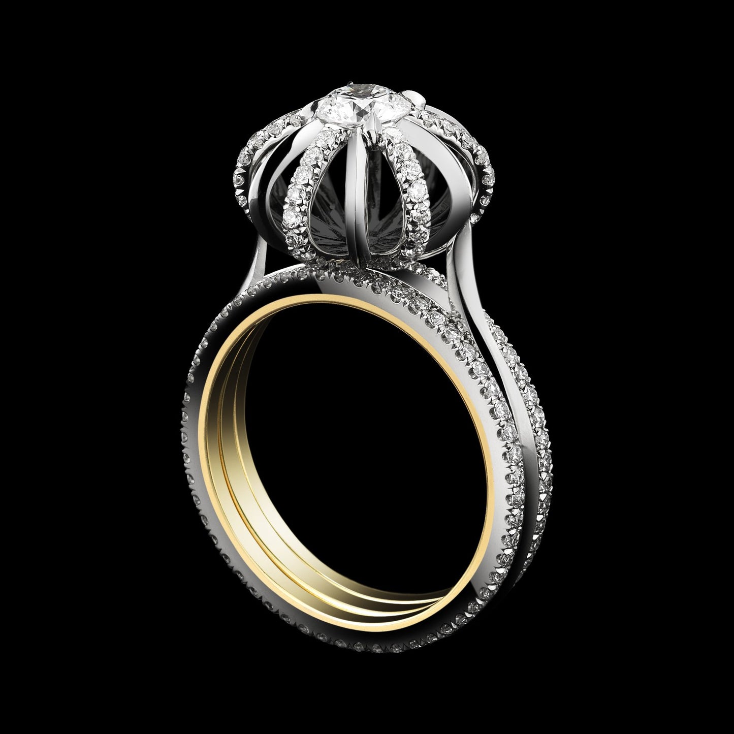 Platinum Signature Diamond Snowflake Three Ring Set with Round Center Diamond - Alexandra Mor online