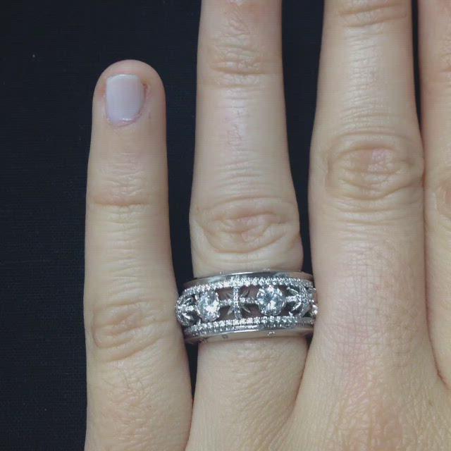 
                  
                    Load and play video in Gallery viewer, Narrow Snowflake &amp;amp; Brilliant Cut Diamond Eternity Band
                  
                