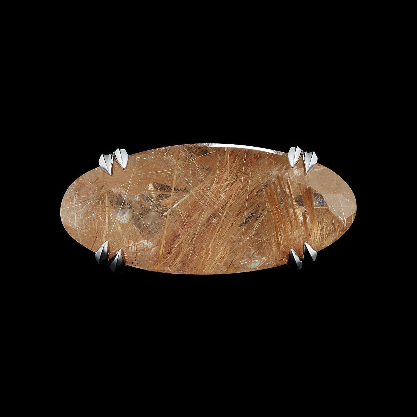 Oval Cut Rutilated Quartz & Diamond Ring - Alexandra Mor online