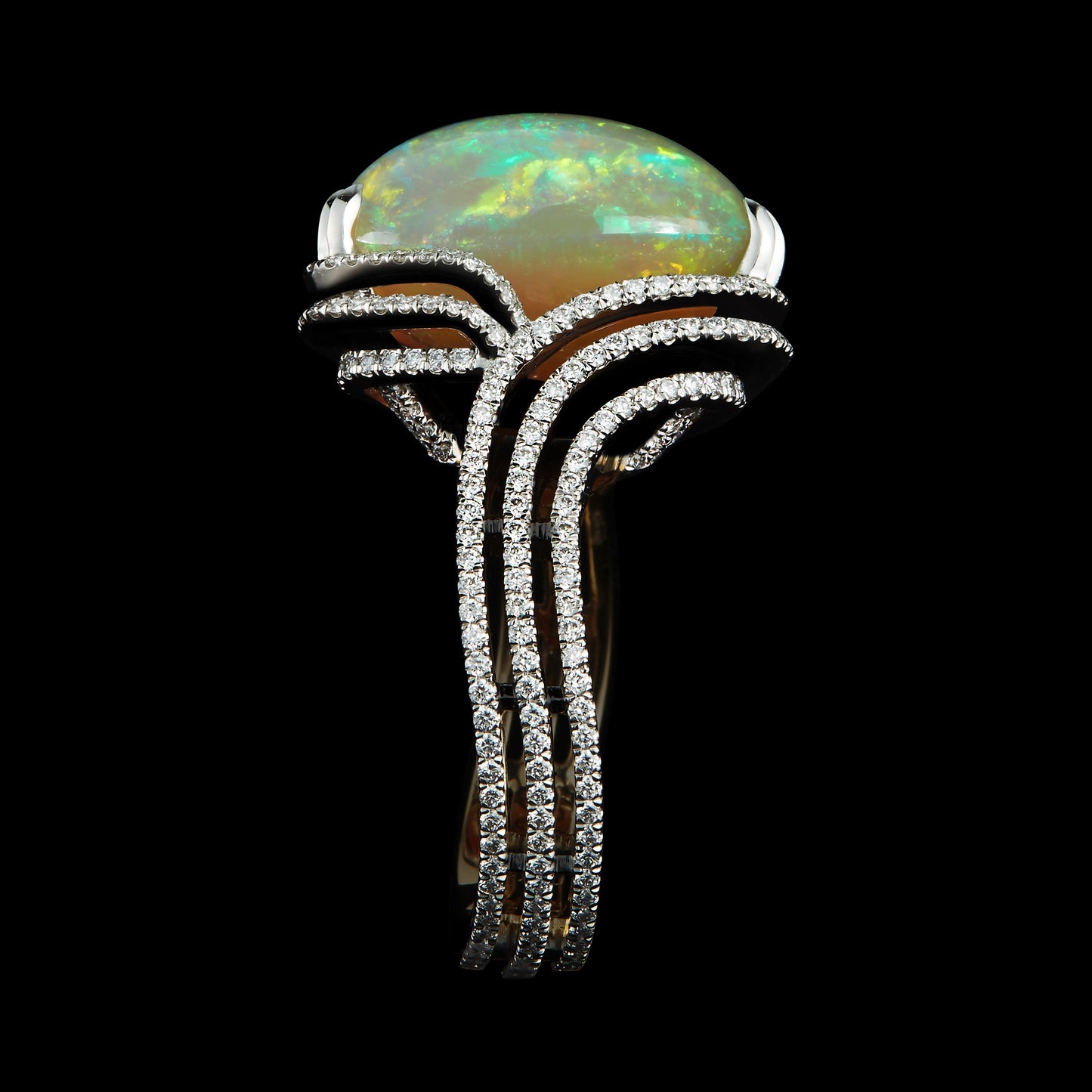 Opal Swirl Around Checkerboard- Harlequin Ring - Alexandra Mor online