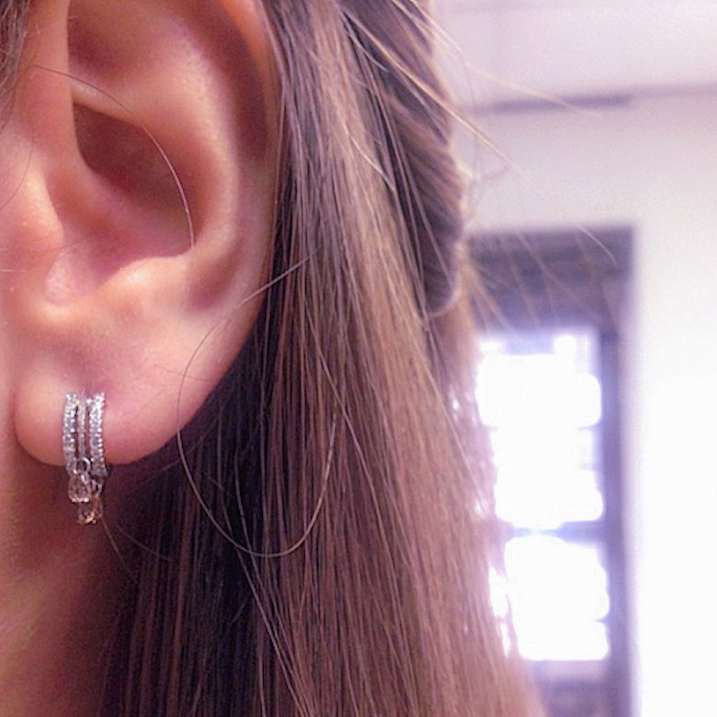 
                  
                    Champagne Diamond Briolette Hoop Earrings - Alexandra Mor online
                  
                