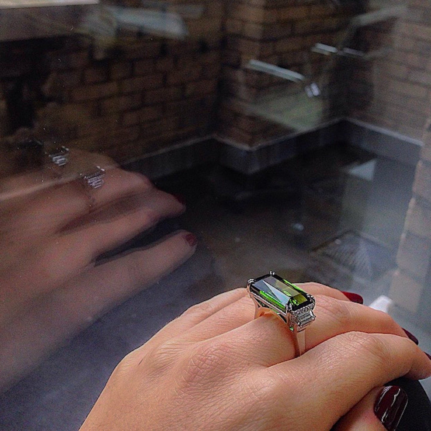 
                  
                    Emerald-Cut Green Tourmaline & Diamond Ring - Alexandra Mor online
                  
                