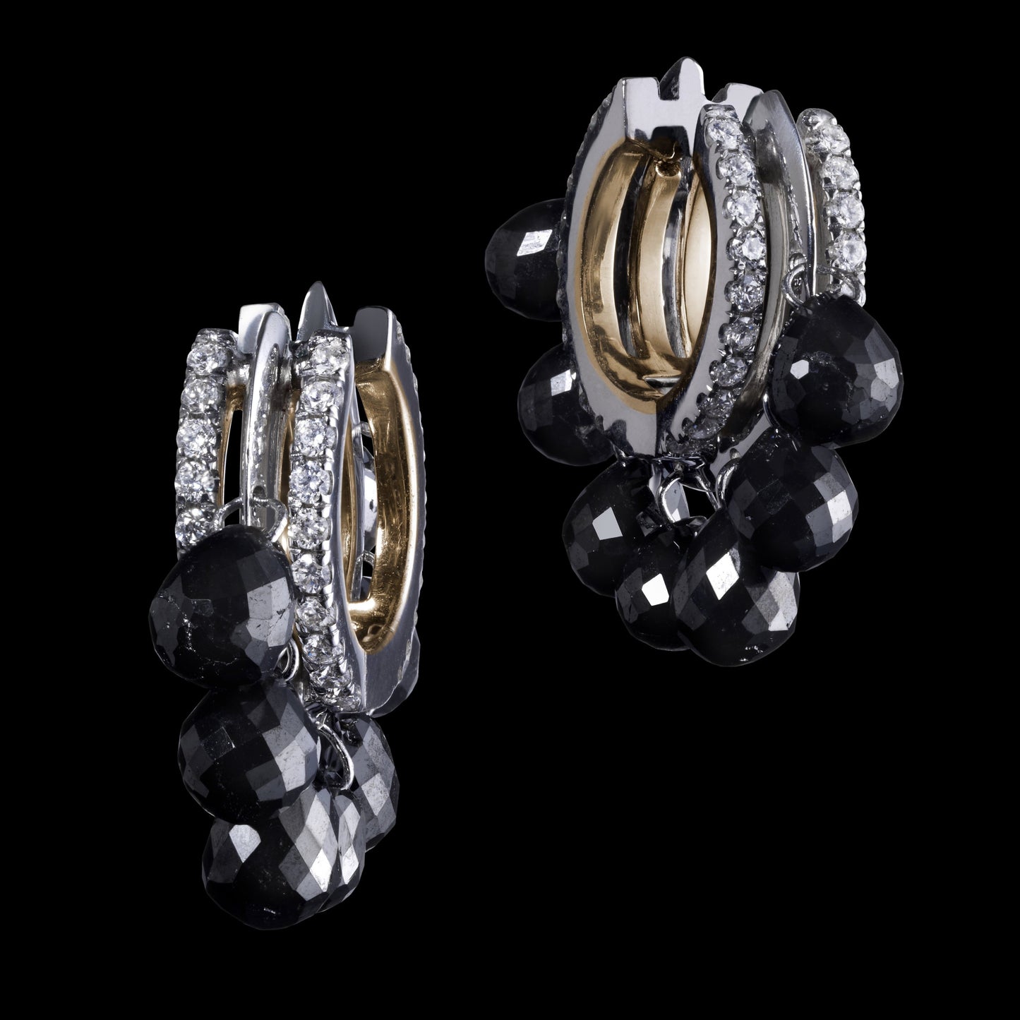 Black Diamond Briolette Hoop Earrings - Alexandra Mor online