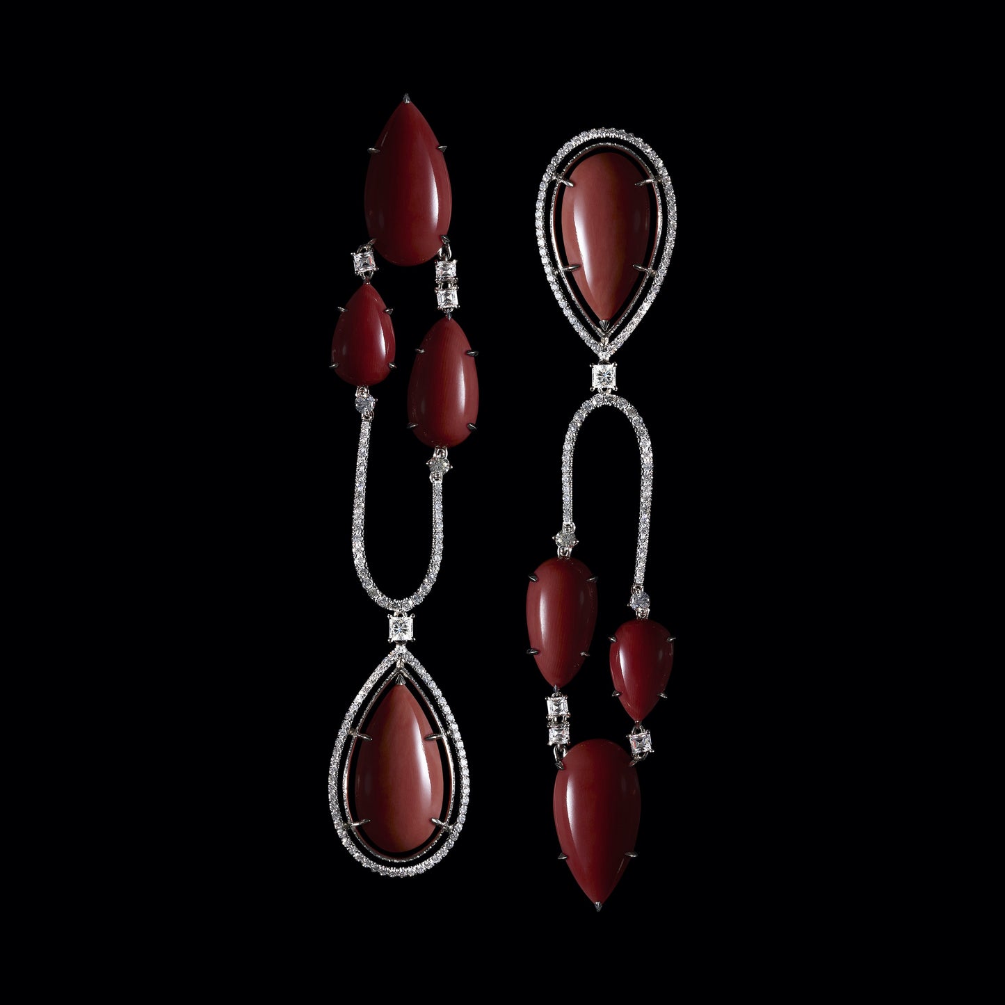 Chandelier Earrings Medi Coral & Diamond - Alexandra Mor online
