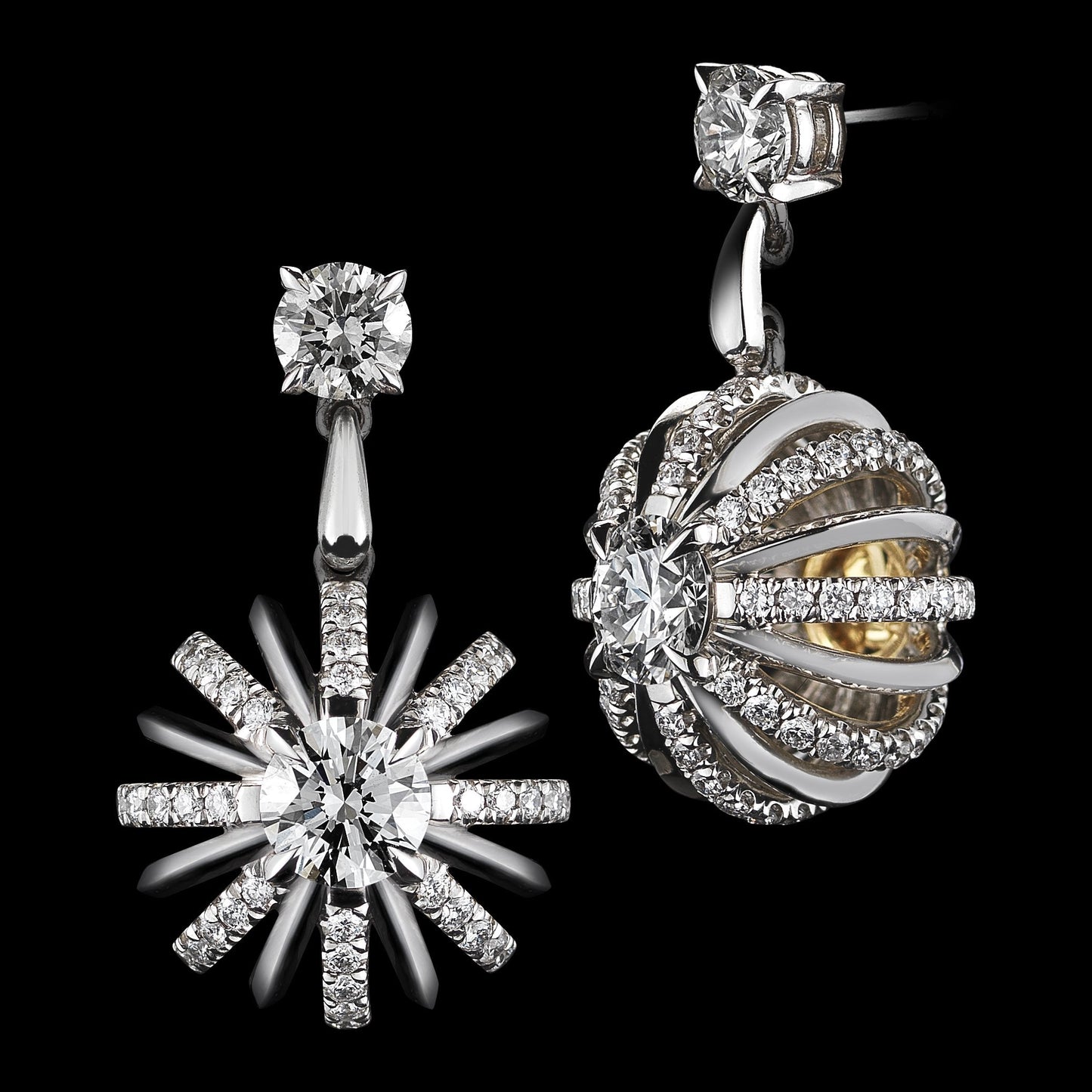 Platinum Signature Diamond Snowflake Dangling Earrings - Alexandra Mor online