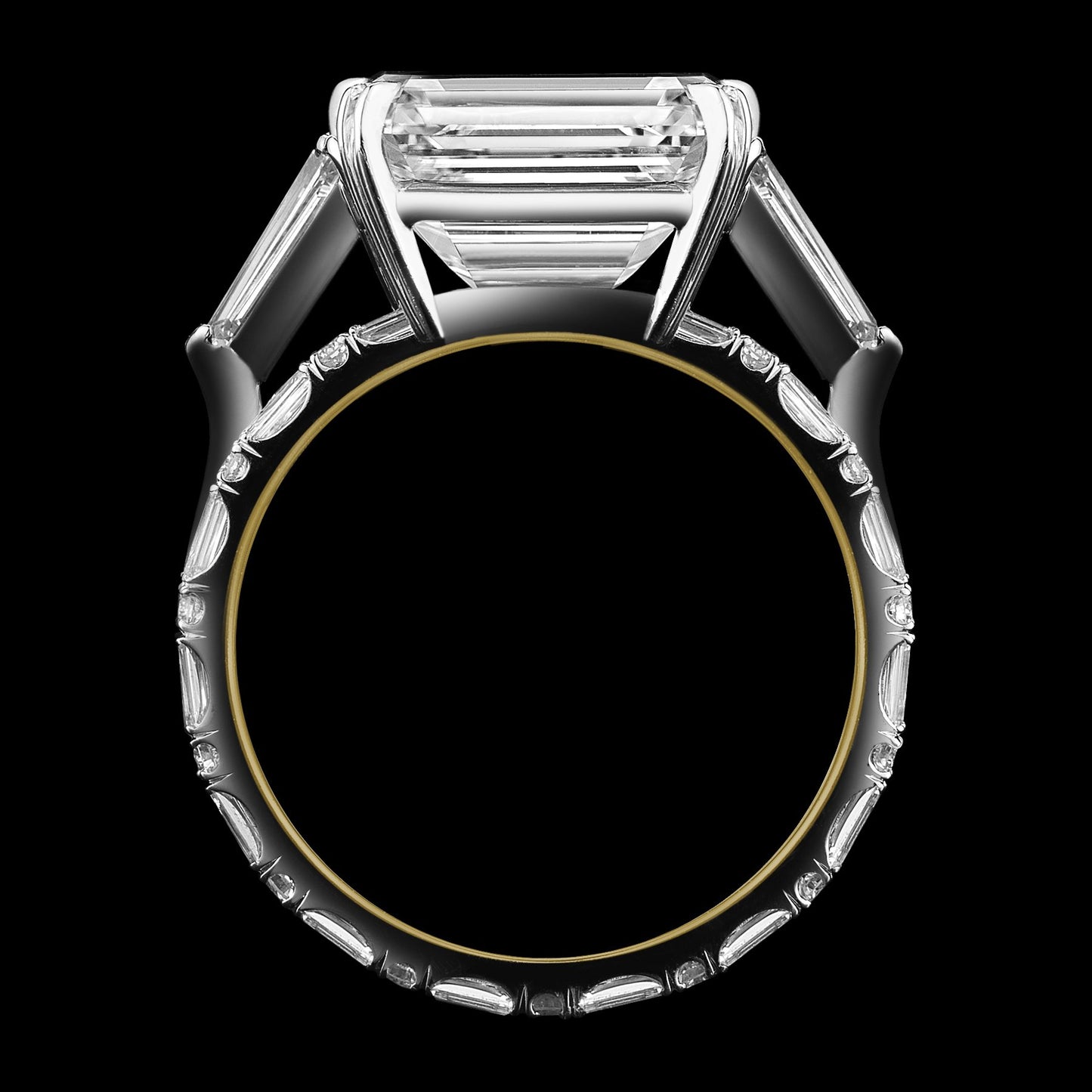 
                  
                    Three Ring Emerald Cut Diamond and Baguette Engagement Ring - Alexandra Mor online
                  
                