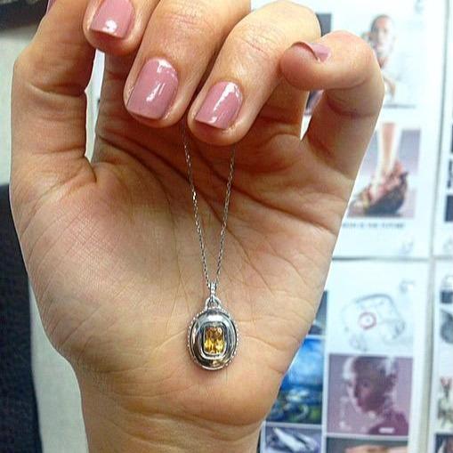 
                  
                    Cushion-Cut Citrine and Diamond November Birthstone Pendant - Alexandra Mor online
                  
                