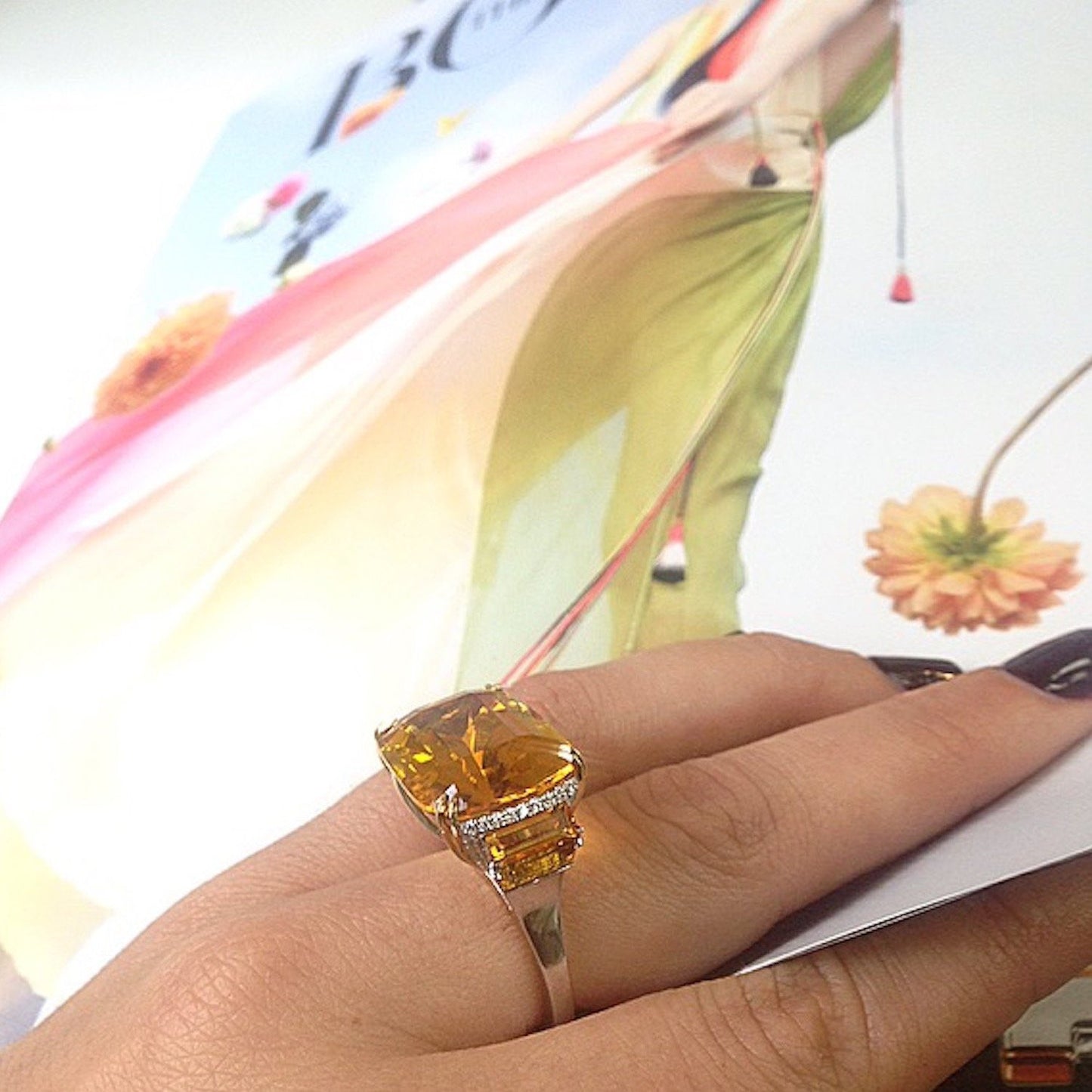 
                  
                    Cushion-Cut Deep-Yellow Citrine & Diamond Ring - Alexandra Mor online
                  
                