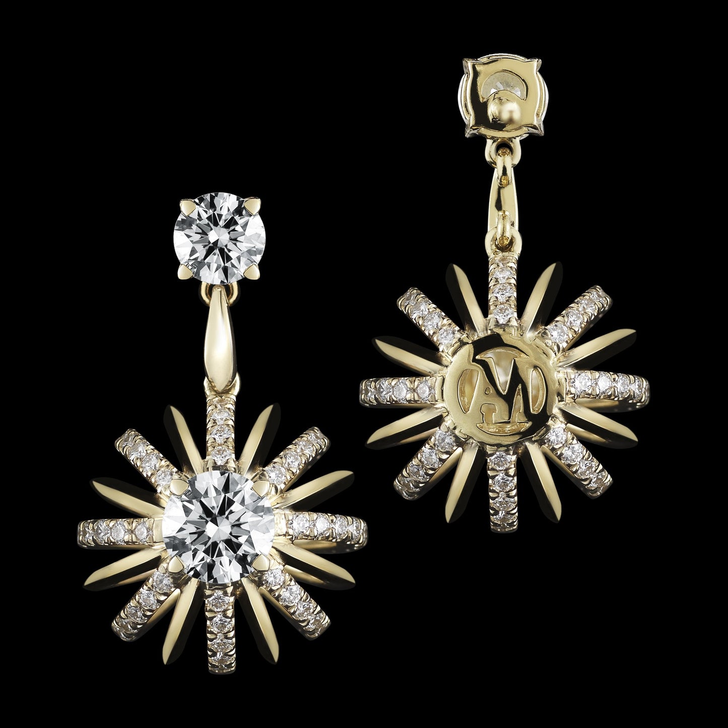 
                  
                    Yellow Gold Signature Diamond Snowflake Dangling Earrings - Alexandra Mor online
                  
                