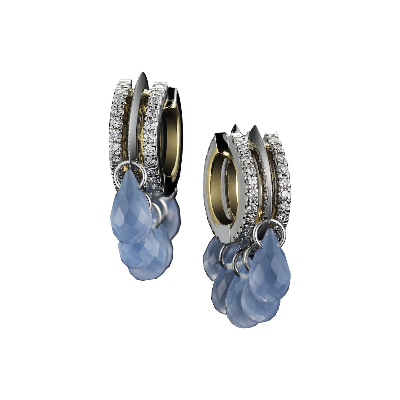 Lilac Chalcedony & Diamond Hoop Earrings - Alexandra Mor online