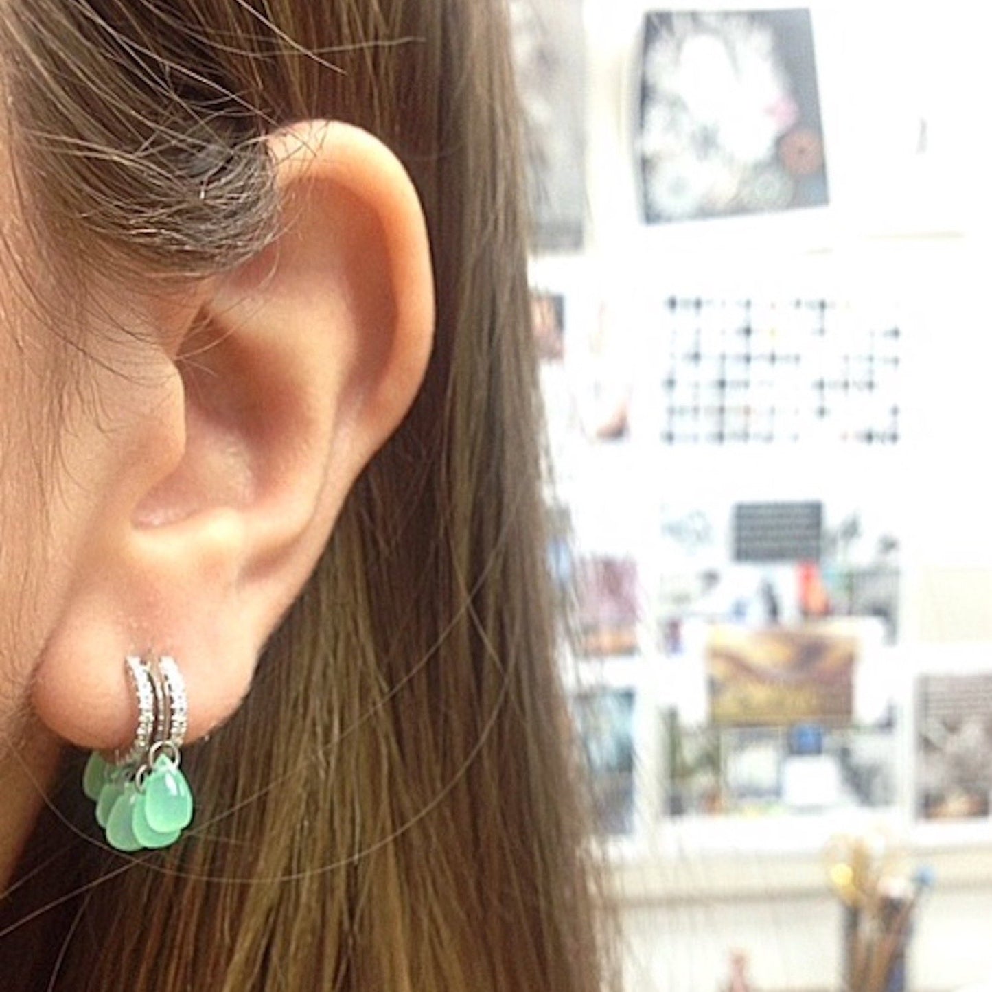 
                  
                    Green Chrysoprase & Diamond Hoop Earrings - Alexandra Mor online
                  
                