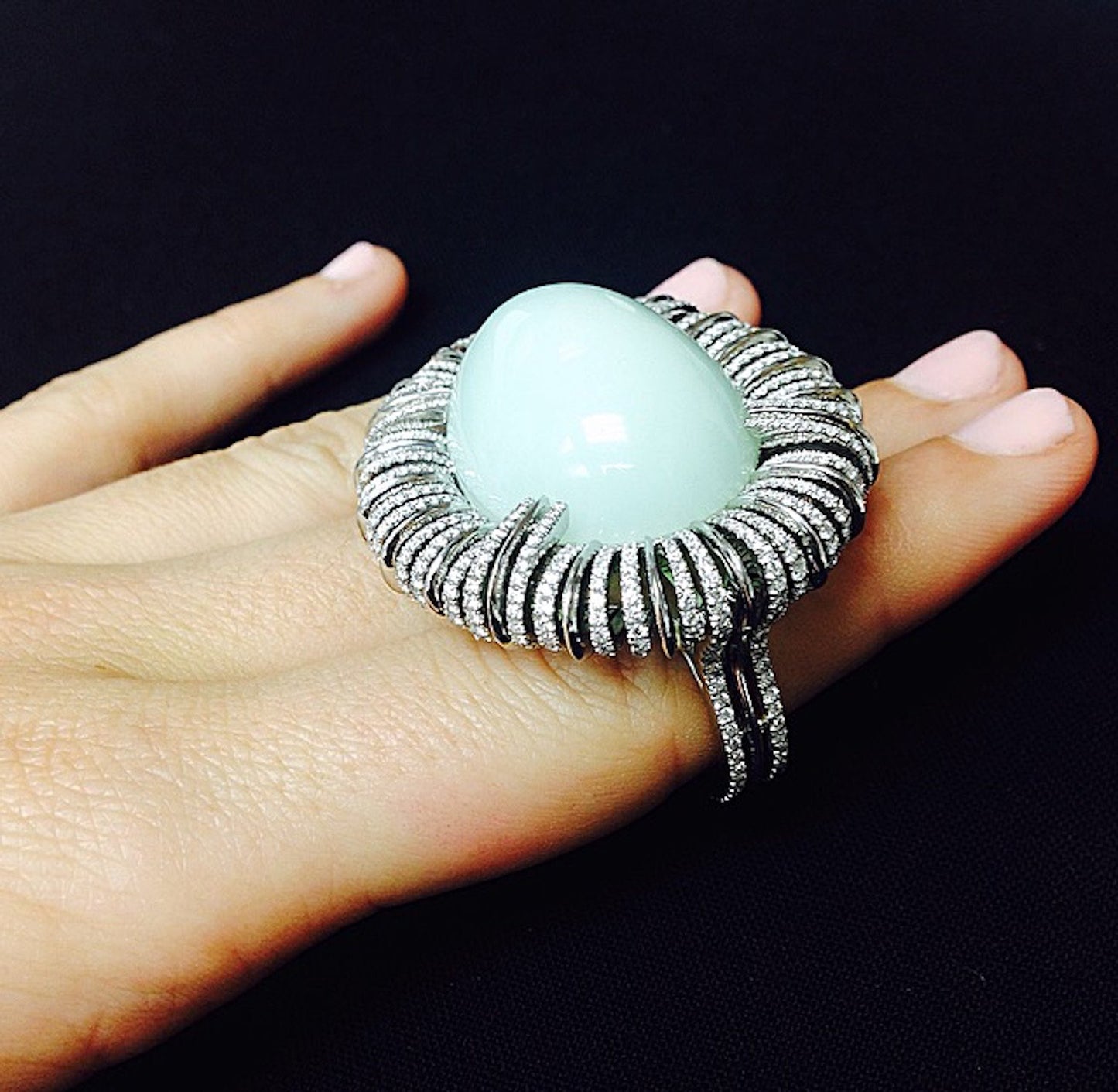 
                  
                    Andean Opal Oval-Cabochon & Diamond Ring - Alexandra Mor online
                  
                