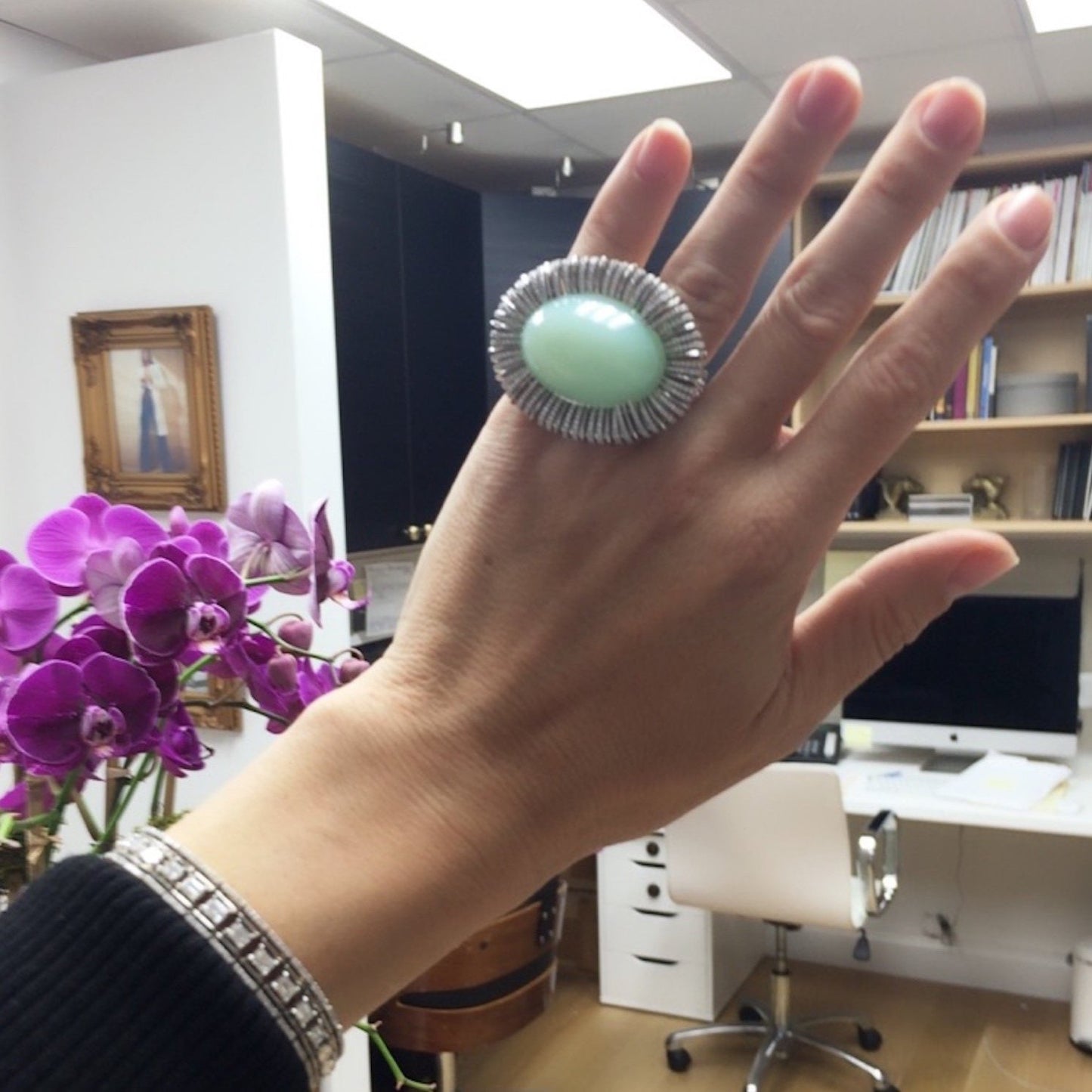 
                  
                    Andean Opal Oval-Cabochon & Diamond Ring - Alexandra Mor online
                  
                