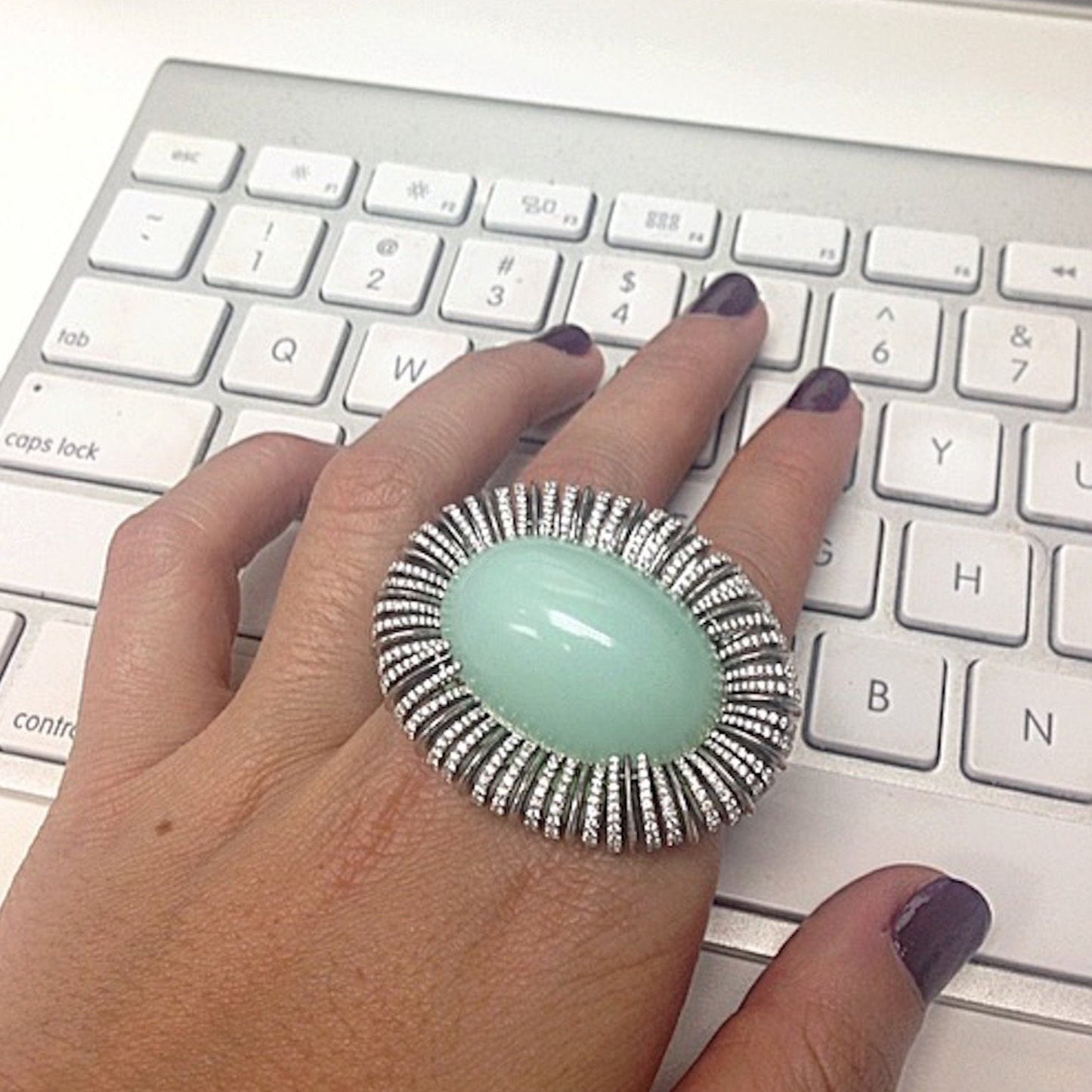 
                  
                    Keri Russel As Seen Wearing Andean Opal Oval-Cabochon & Diamond Ring - Alexandra Mor online
                  
                