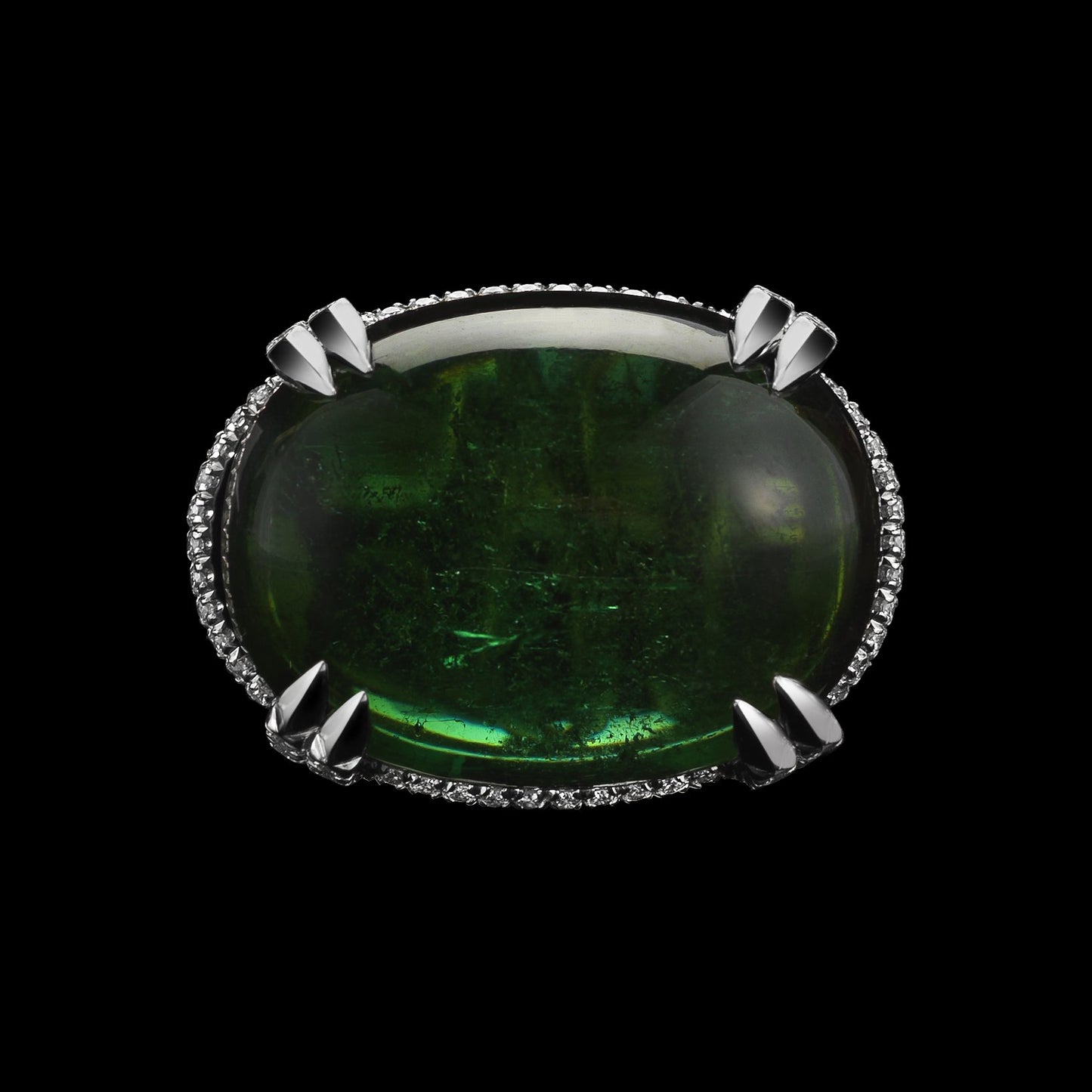 
                  
                    Green Tourmaline Oval Cabochon & Diamond Ring - Alexandra Mor online
                  
                