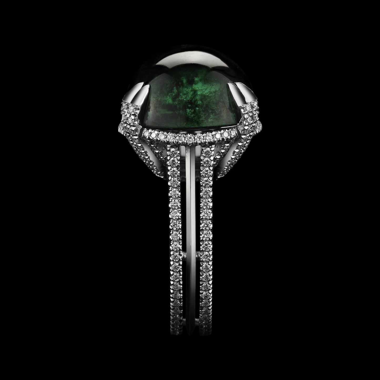 
                  
                    Green Tourmaline Oval Cabochon & Diamond Ring - Alexandra Mor online
                  
                