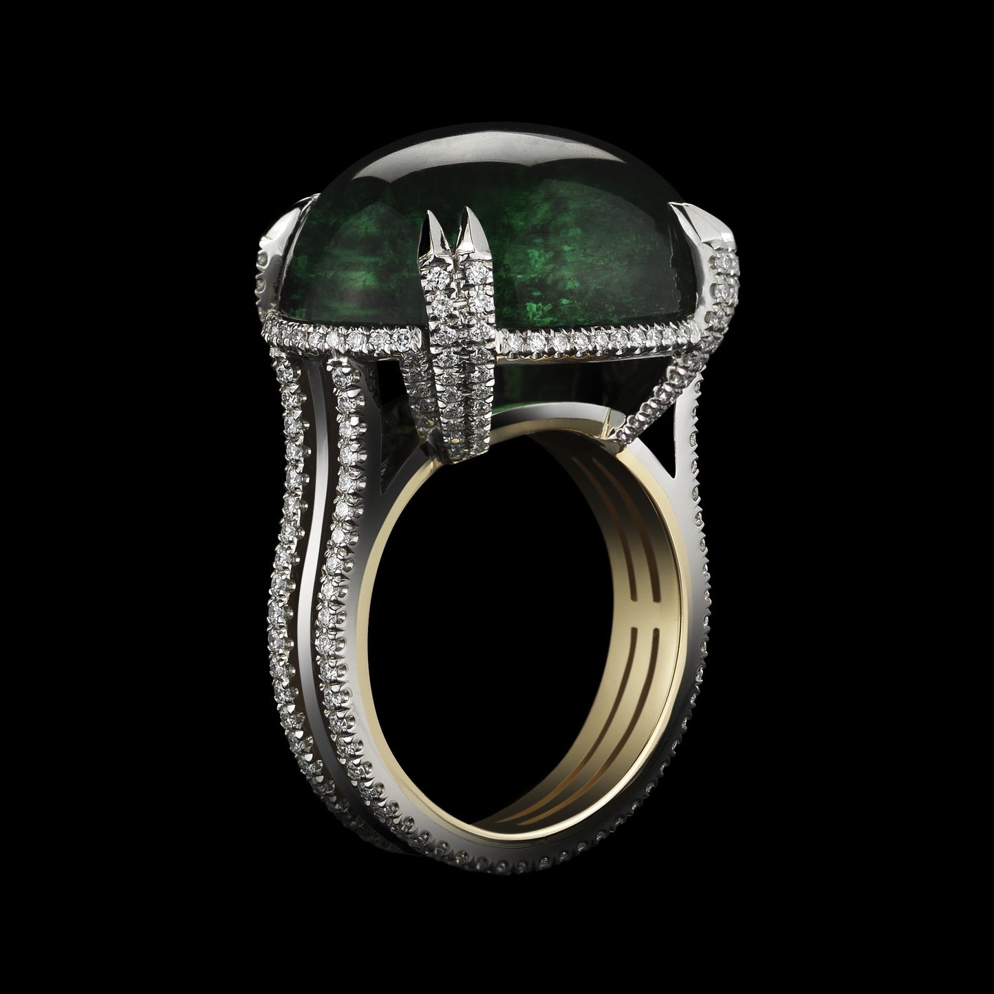 Green Tourmaline Oval Cabochon & Diamond Ring - Alexandra Mor online