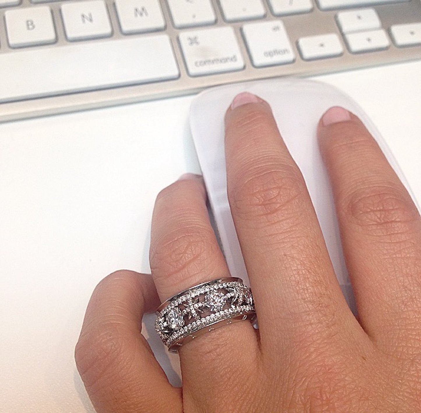 
                  
                    Narrow Snowflake & Brilliant Cut Diamond Eternity Band - Alexandra Mor online
                  
                