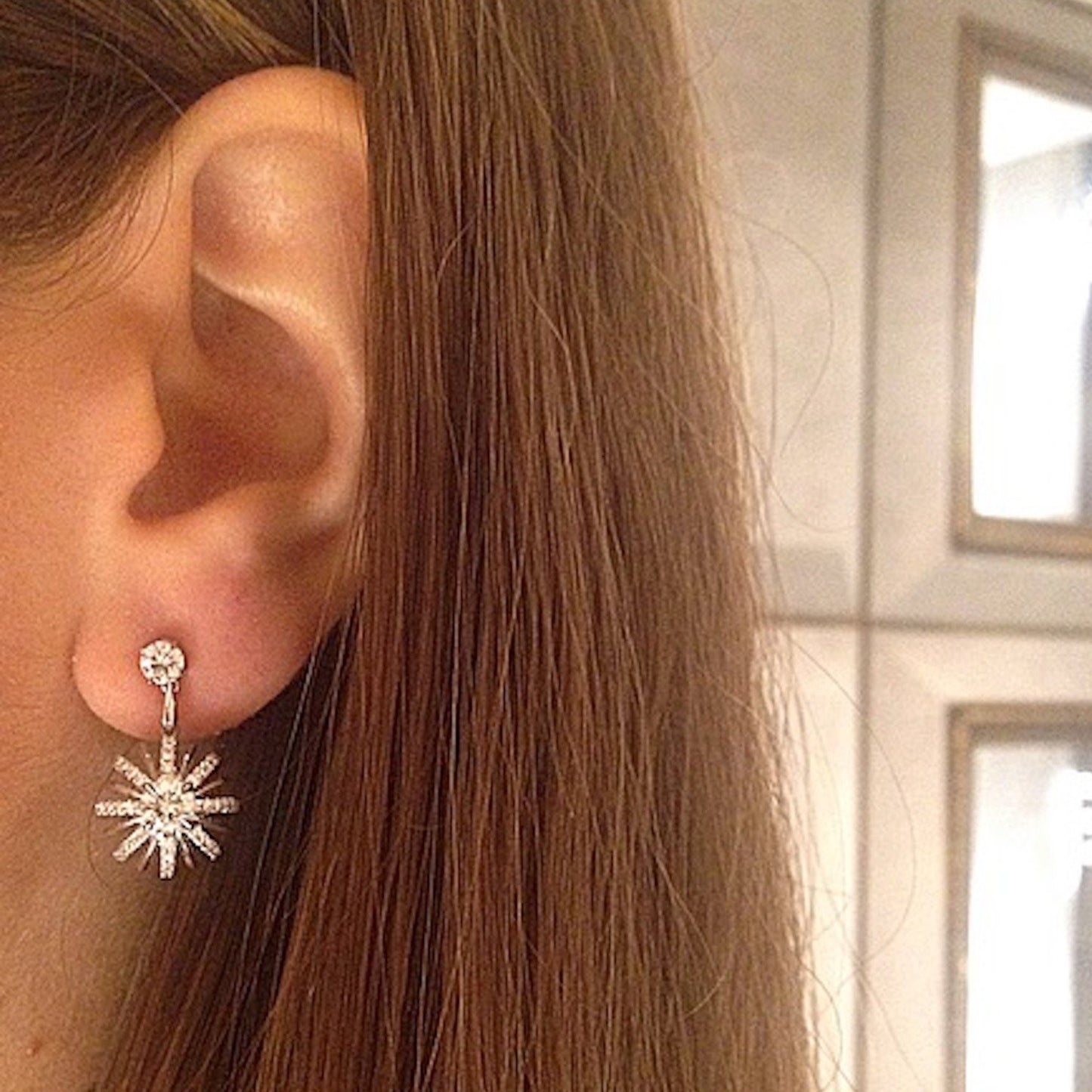 
                  
                    Monica Brown As Seen Wearing Platinum Signature Diamond Snowflake Dangling Earrings - Alexandra Mor online
                  
                