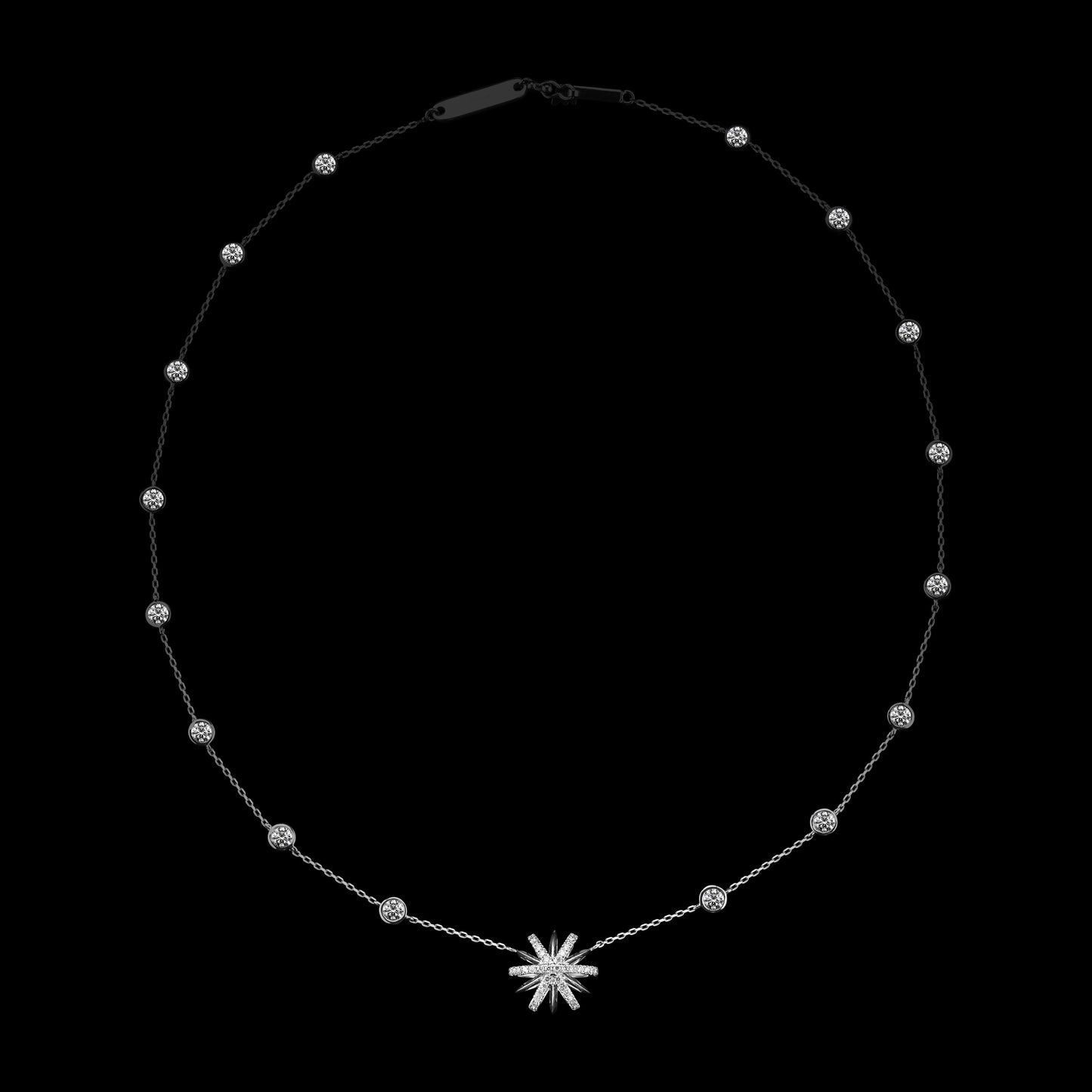 Platinum Diamond Snowflake Pendant and Bezel-Set Diamond Chain Necklace - Alexandra Mor online