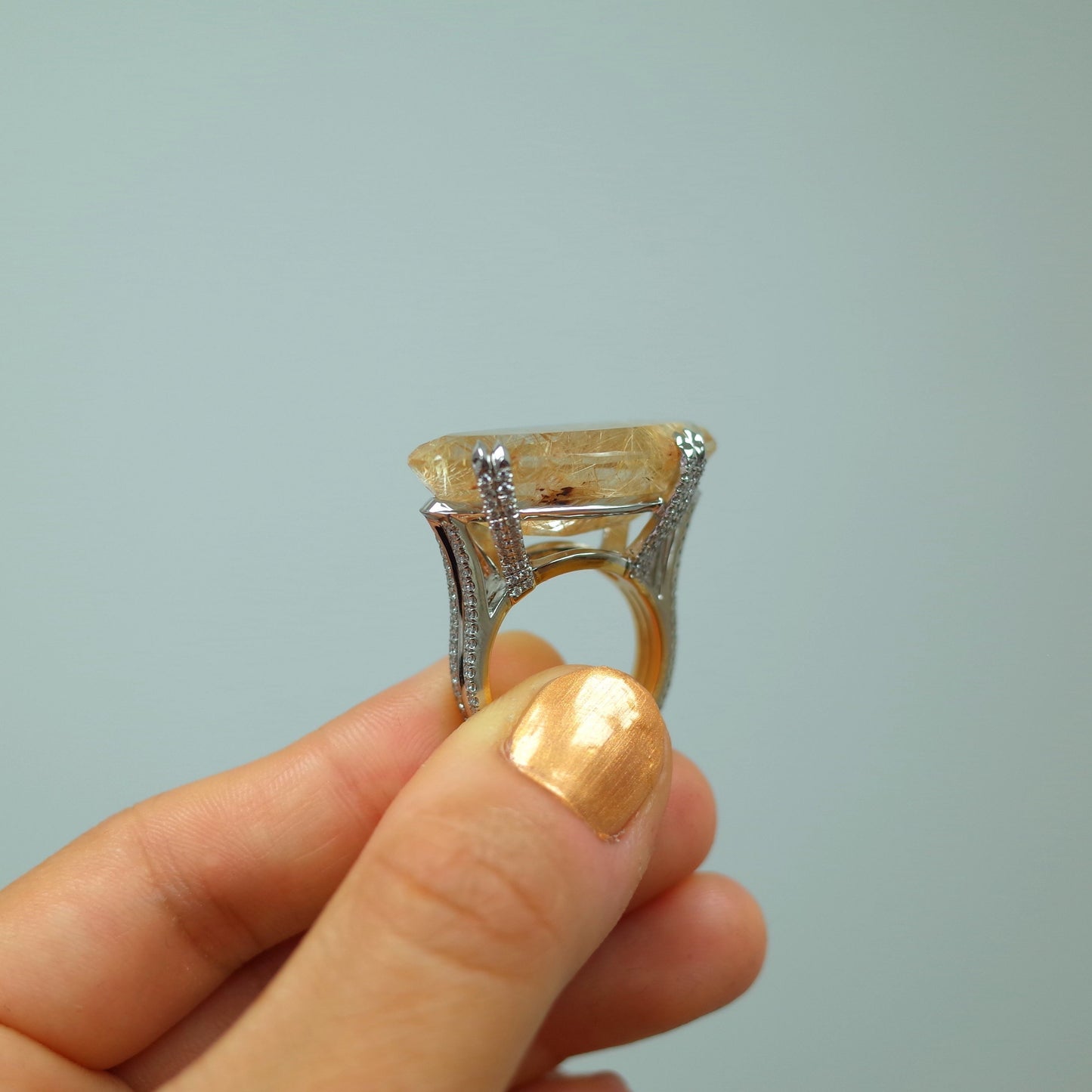 
                  
                    Oval Cut Rutilated Quartz & Diamond Ring - Alexandra Mor online
                  
                