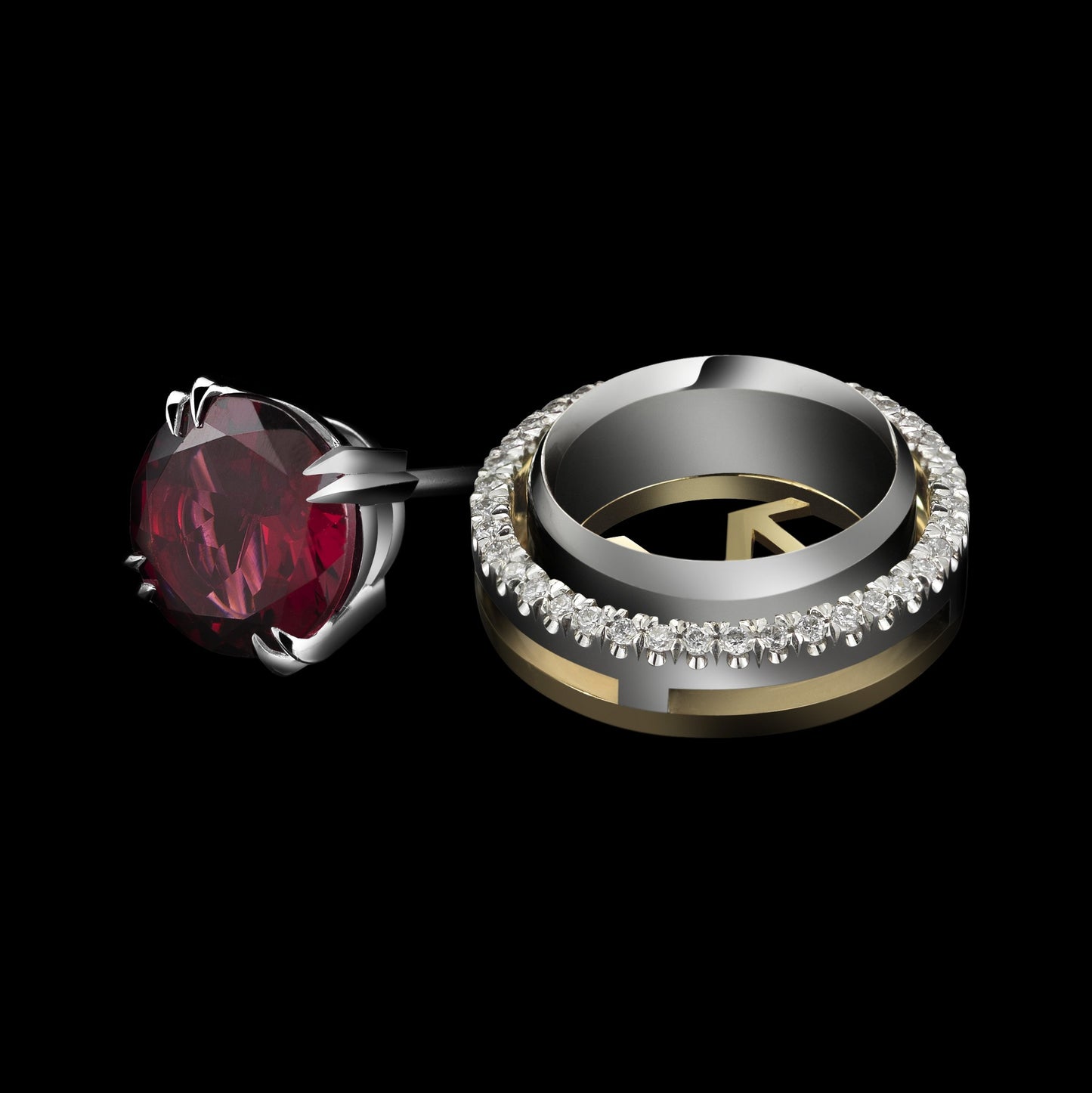 
                  
                    Medium Red-Rhodolite Studs with Diamond Earring Jackets - Alexandra Mor online
                  
                