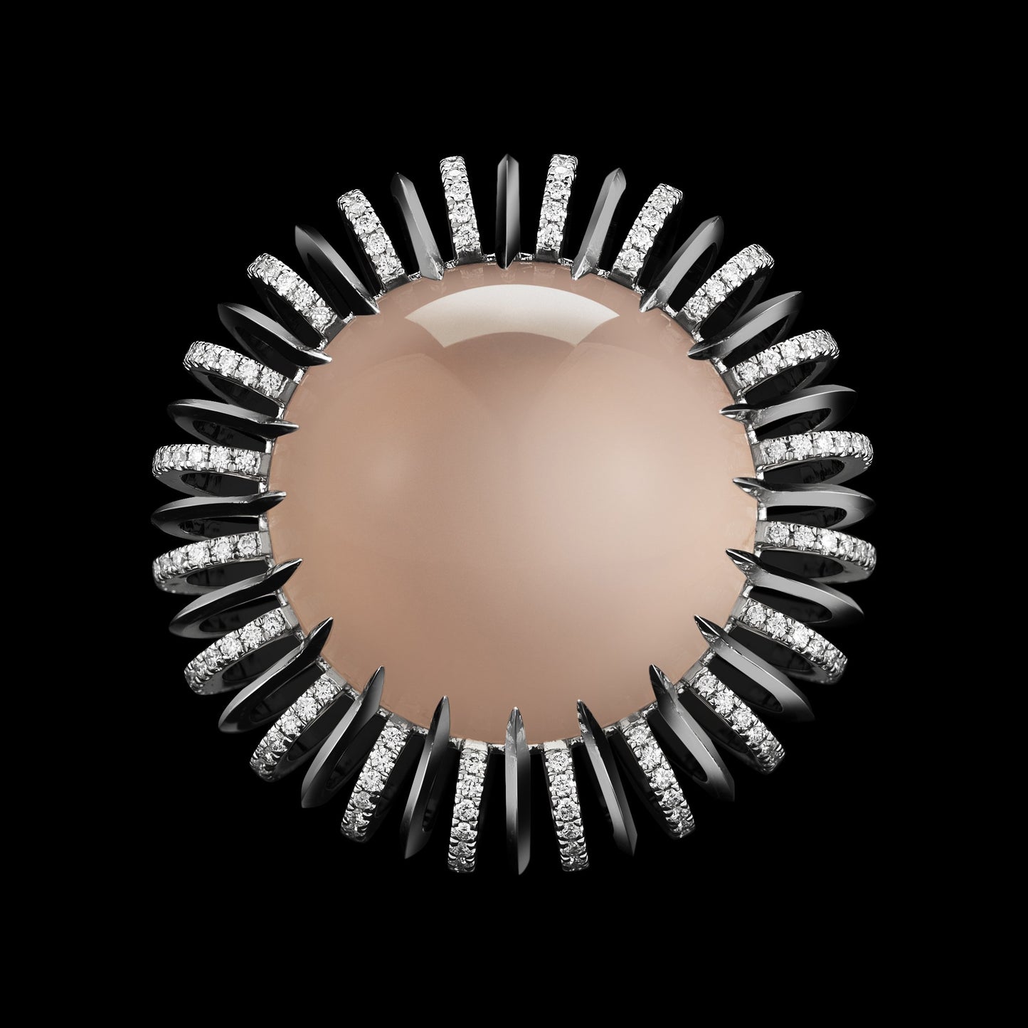 
                  
                    Star Rose-Quartz Cabochon & Diamond Knife Edge Ring - Alexandra Mor online
                  
                