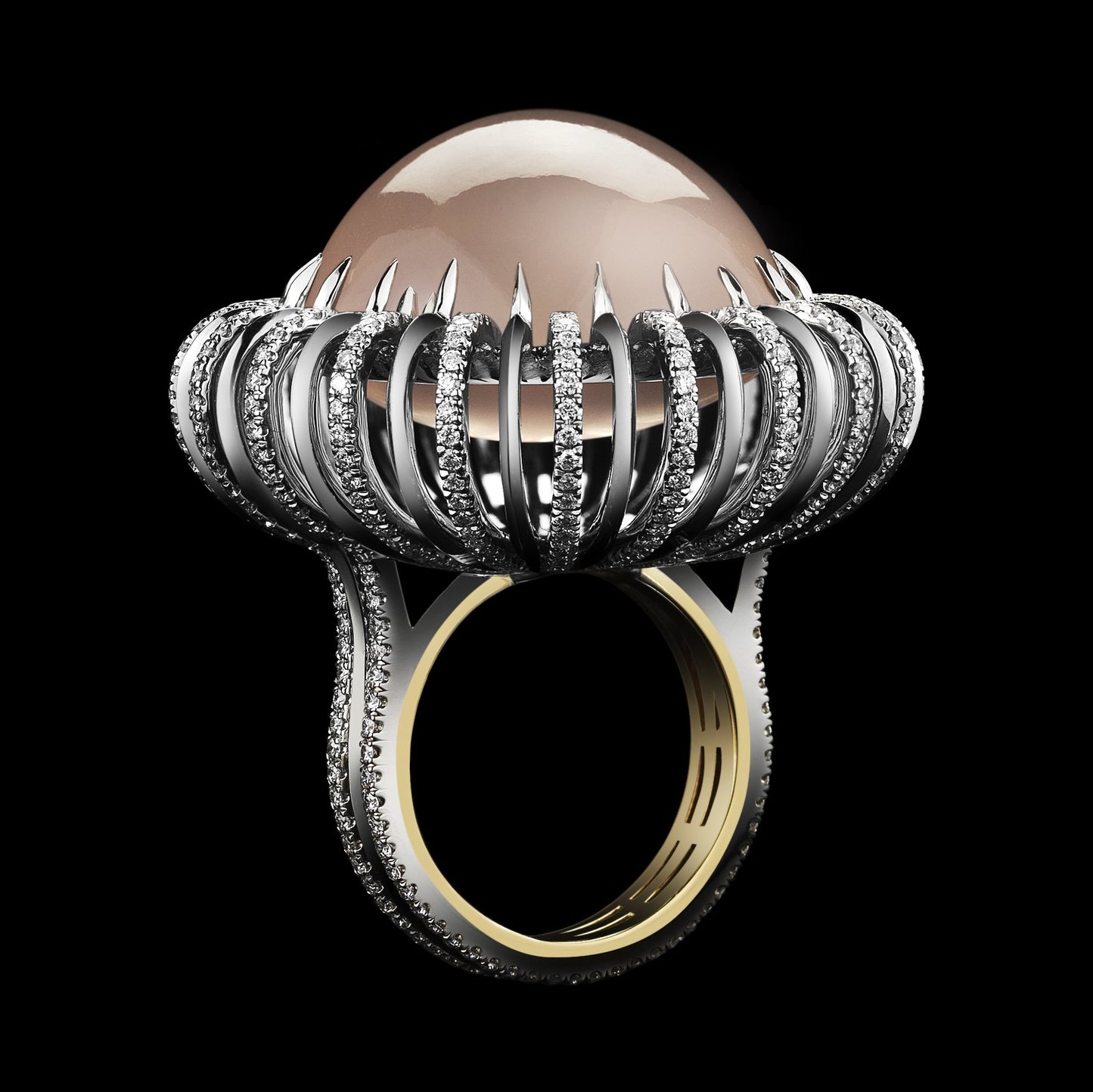 
                  
                    Star Rose-Quartz Cabochon & Diamond Knife Edge Ring - Alexandra Mor online
                  
                