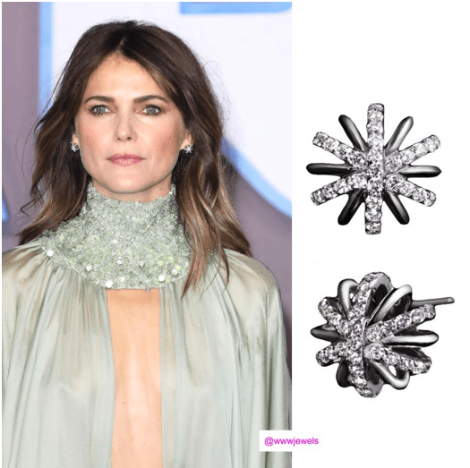 Keri Russel As Seen Wearing Large Platinum Diamond Snowflake Earrings - Alexandra Mor online