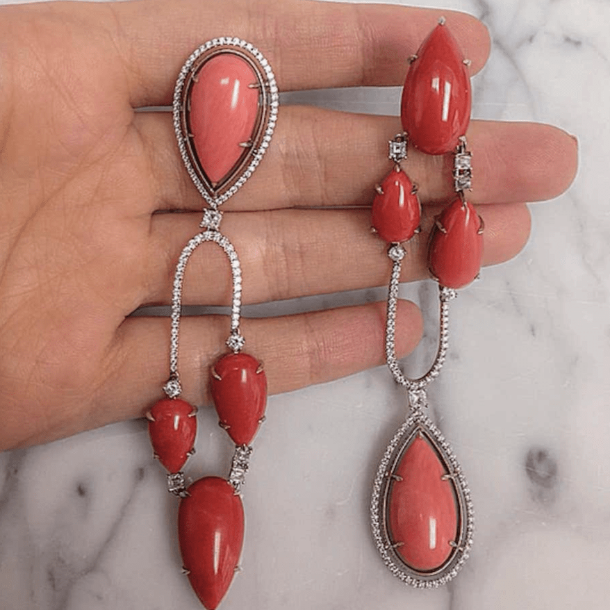 
                  
                    Chandelier Earrings Medi Coral & Diamond - Alexandra Mor online
                  
                