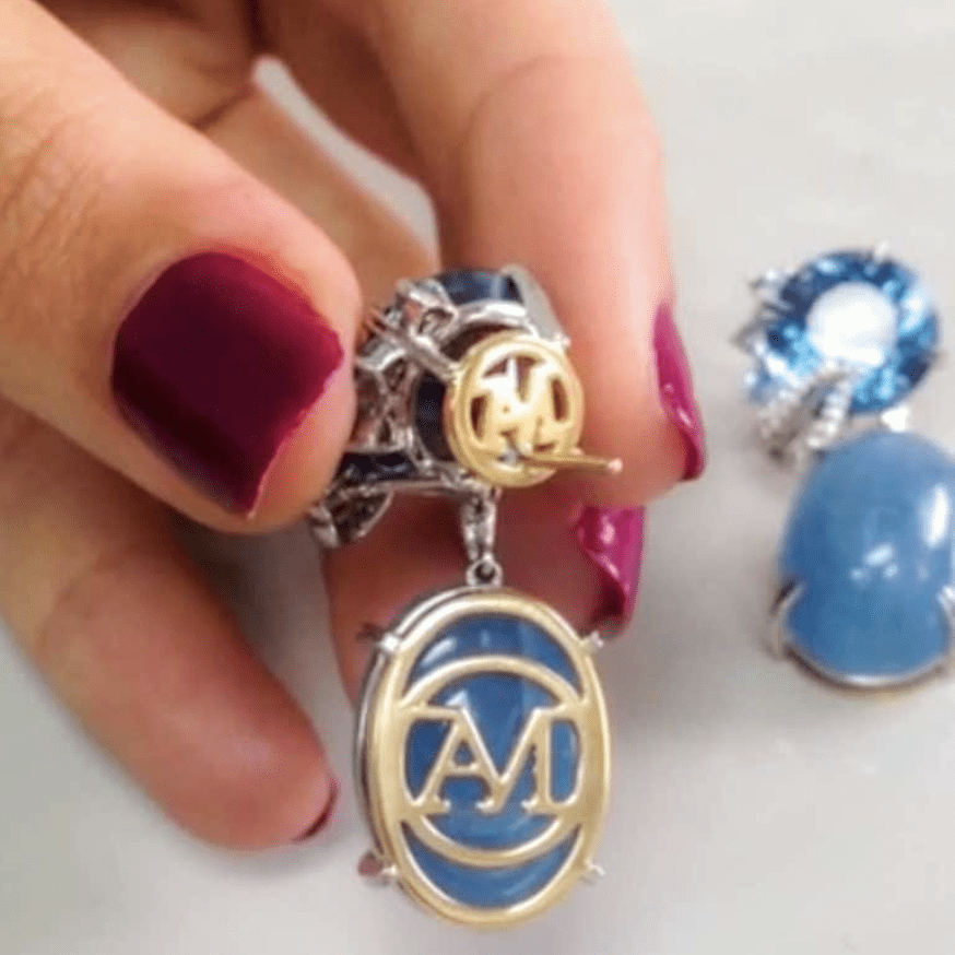 
                  
                    London Blue Topaz & Aquamarine Oval Cabochon Medi-Leaf Earrings - Alexandra Mor online
                  
                