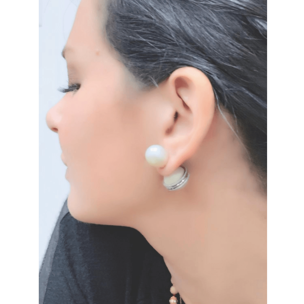 Double Sided Tribal Studs & South Sea Artisanal Farm Pearls & Tagua - Alexandra Mor online