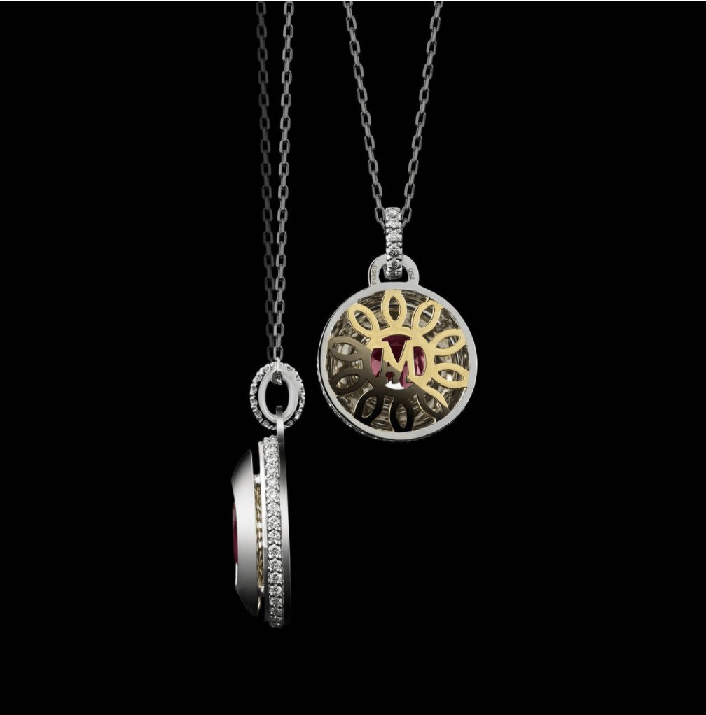 Round Brilliant-Cut Garnet and Diamond January Birthstone Pendant - Alexandra Mor online