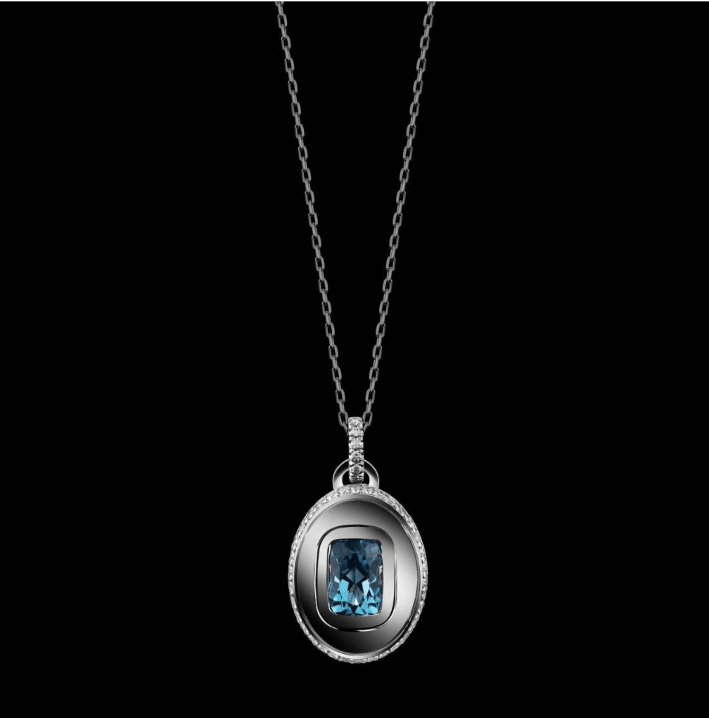 Cushion-Cut Topaz and diamonds December Birthstone Pendant - Alexandra Mor online