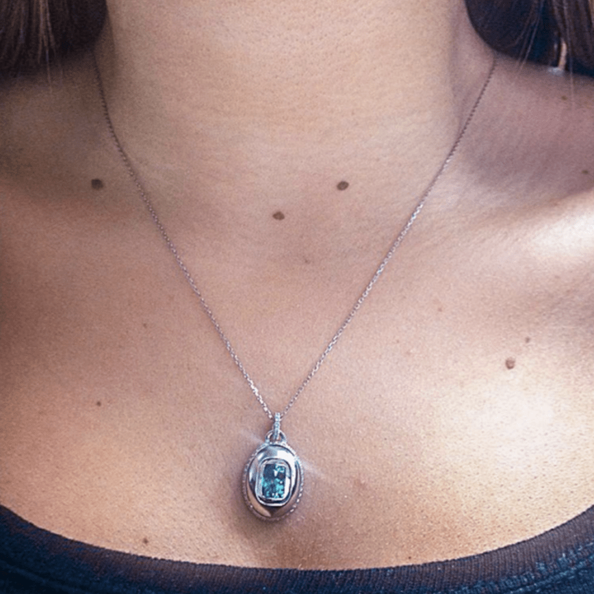 
                  
                    Cushion-Cut Topaz and diamonds December Birthstone Pendant - Alexandra Mor online
                  
                