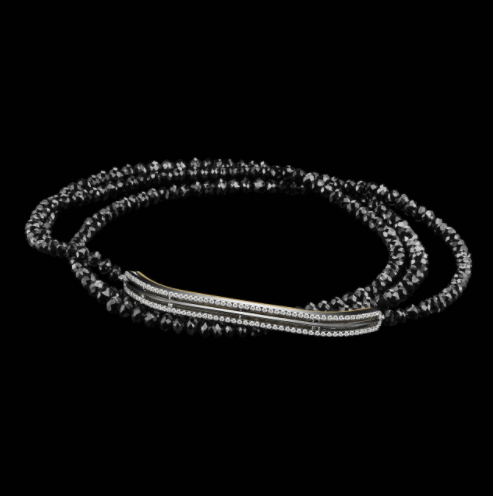 Black Diamond Gold Platinum Strand and Bar Bracelet - Alexandra Mor online