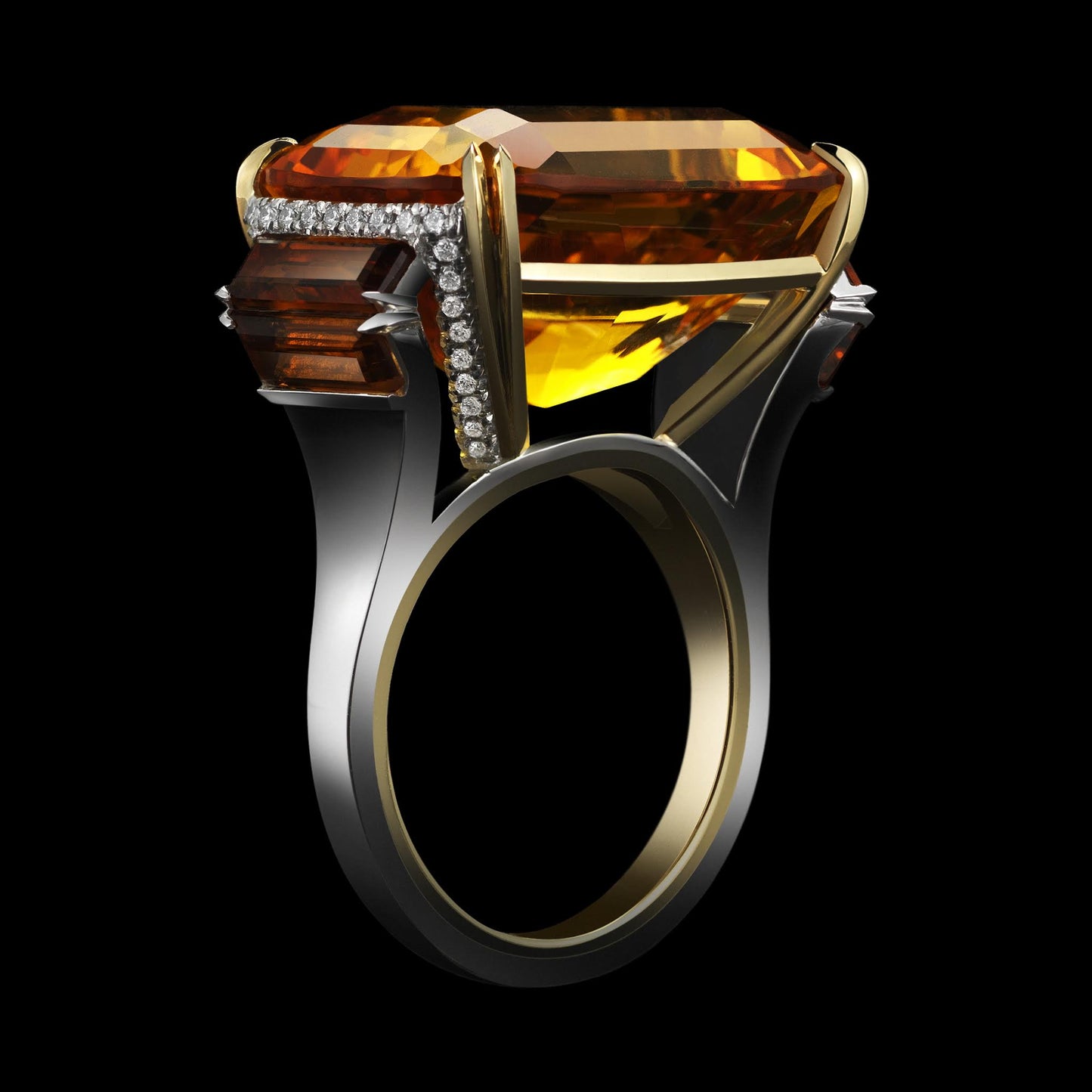Cushion-Cut Deep-Yellow Citrine & Diamond Ring - Alexandra Mor online
