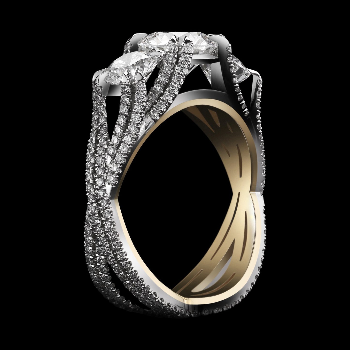 Three Stone Brilliant-Cut Woven Diamond Ring - Alexandra Mor online