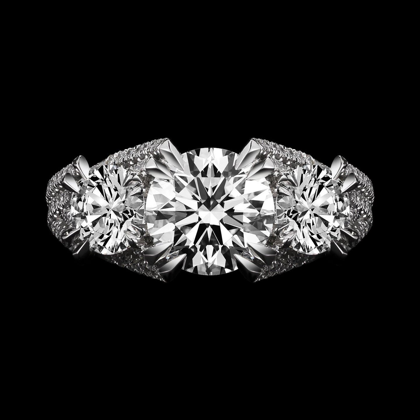 Three Stone Brilliant-Cut Woven Diamond Ring - Alexandra Mor online