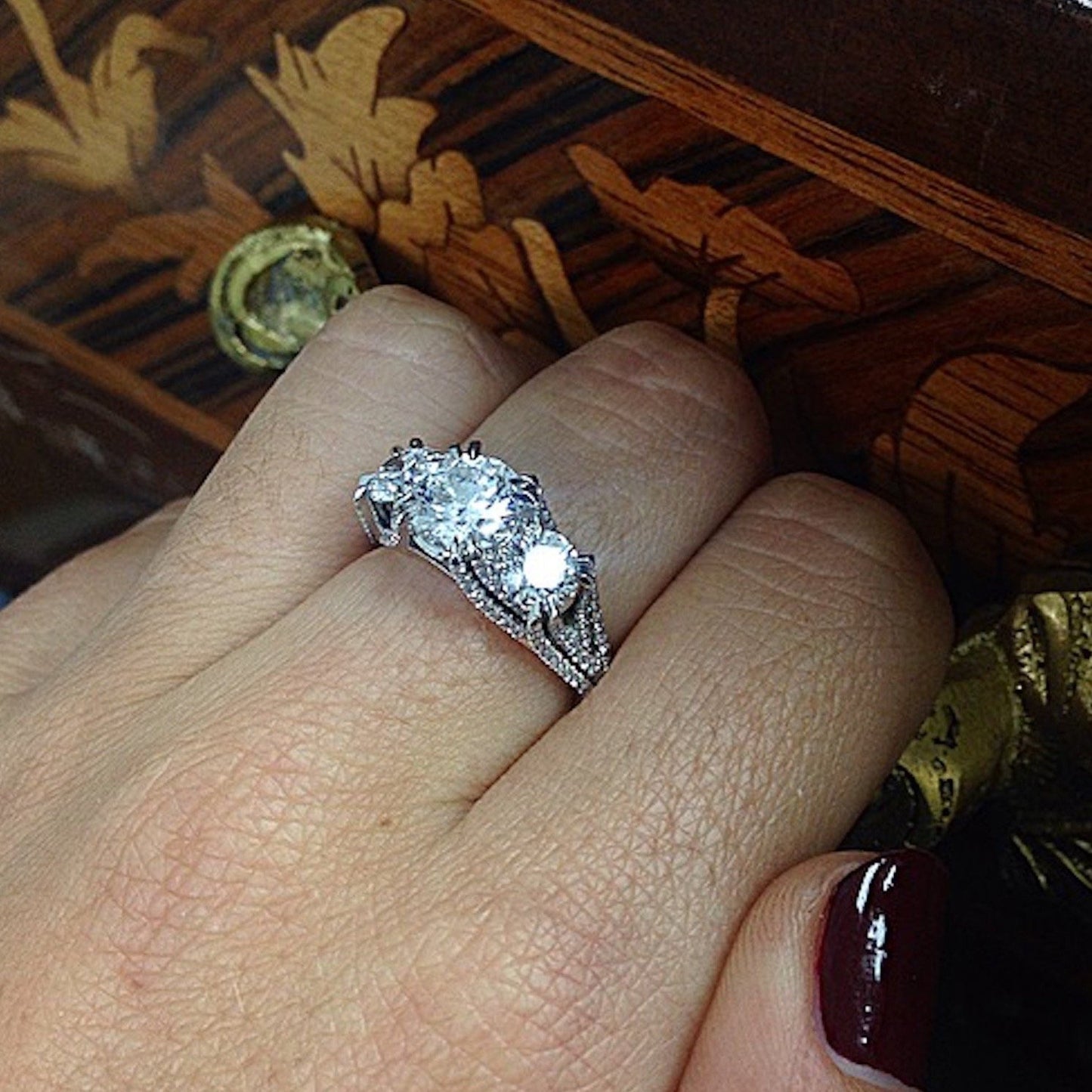 
                  
                    Three Stone Brilliant-Cut Woven Diamond Ring - Alexandra Mor online
                  
                