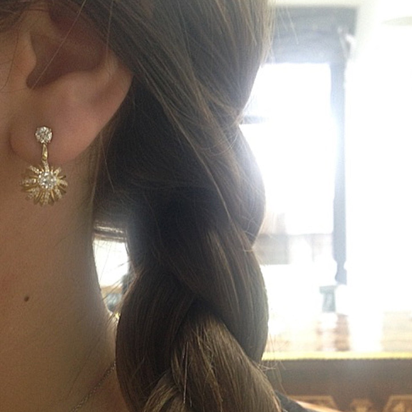 
                  
                    Yellow Gold Signature Diamond Snowflake Dangling Earrings - Alexandra Mor online
                  
                