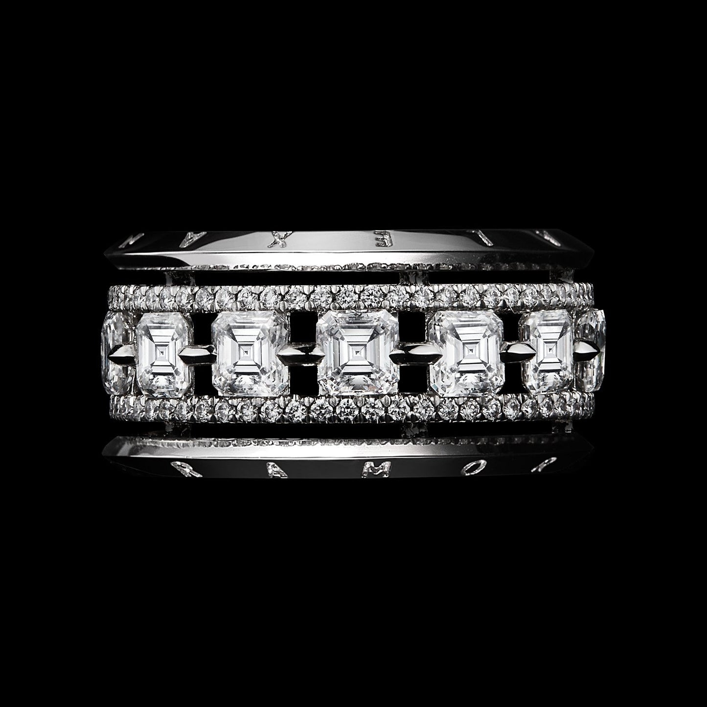 Asscher-Cut Diamond Platinum Signature Narrow Eternity Band Ring - Alexandra Mor online