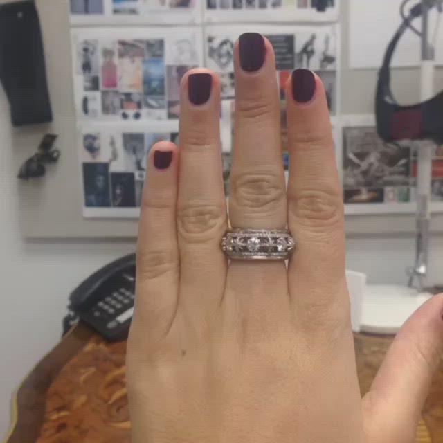 
                  
                    Load and play video in Gallery viewer, Narrow Snowflake &amp;amp; Brilliant Cut Diamond Eternity Band
                  
                