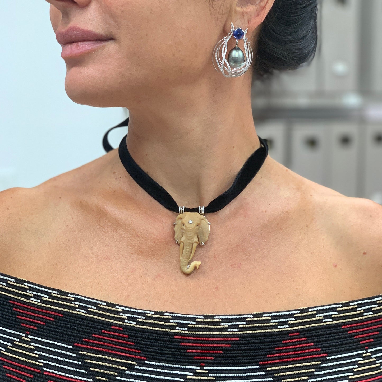 
                  
                    Wild-harvested Tagua Seed Elephant Pendant - Alexandra Mor online
                  
                